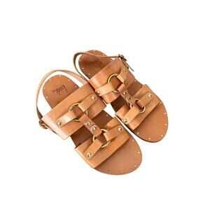 Beek O Ring Sling Back Tan Leather Sandals - US 9